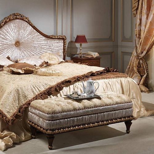 Стилизованная банкетка - LOUVRE - VIMERCATI MEDA LUXURY CLASSIC FURNITURE - из ткани / бежевая / позолоченная