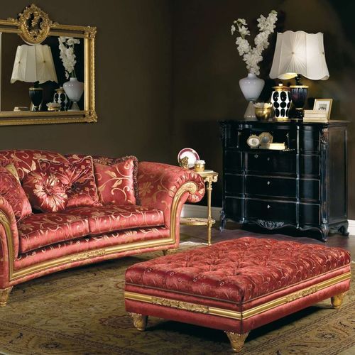 Стилизованная банкетка - Palace - VIMERCATI MEDA LUXURY CLASSIC FURNITURE - из ткани / красная / позолоченная