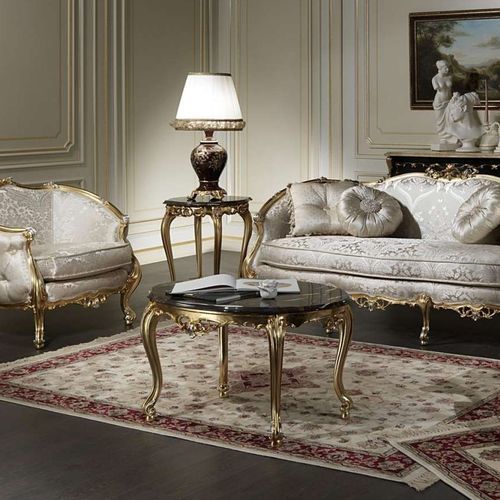 Стилизованный журнальный столик - Venezia - VIMERCATI MEDA LUXURY CLASSIC FURNITURE - из мрамора / с основанием из древесины / круглый