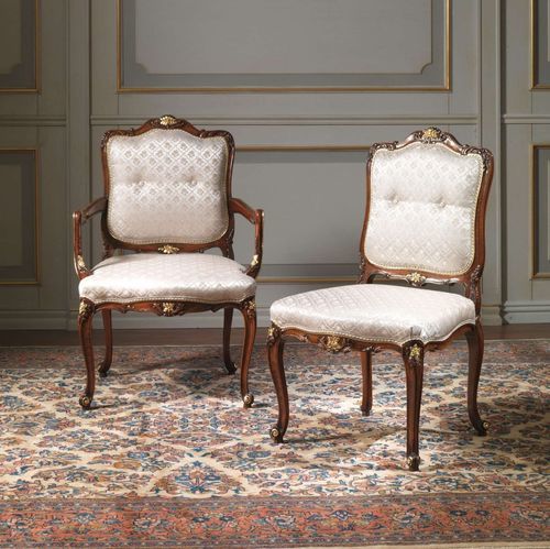 Cтул стиль Людовик XIV - art. 9007/C - VIMERCATI MEDA LUXURY CLASSIC FURNITURE - для интерьера / из орехового дерева / с основанием из древесины