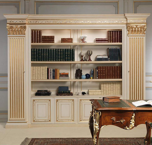 Высокий книжный шкаф - VIMERCATI MEDA LUXURY CLASSIC FURNITURE - стилизованный / из дерева / со встроенным ящиком