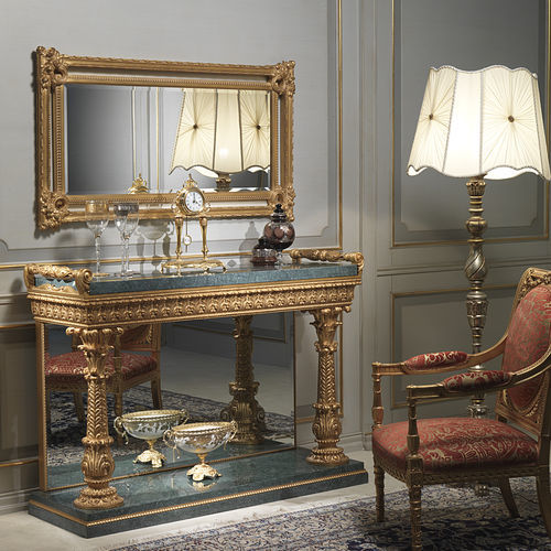 Стол-консоль в стиле ампир - EMPIRE  - VIMERCATI MEDA LUXURY CLASSIC FURNITURE - из мрамора / с основанием из дерева, позолоченного сусальным золотом / прямоугольный