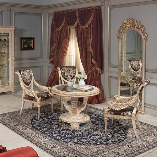 Стол в стиле Людовика XVI - art. 970 - VIMERCATI MEDA LUXURY CLASSIC FURNITURE - из стекла / с основанием из древесины / круглый