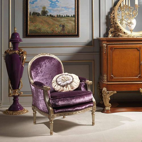 Кресло в стиле Людовика XVI - VERSAILLES - VIMERCATI MEDA LUXURY CLASSIC FURNITURE - из бархата / с подушками / кресло-бержер