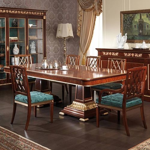 Стилизованный обеденный стол - ERMITAGE - VIMERCATI MEDA LUXURY CLASSIC FURNITURE - из красного дерева / из латуни / с основанием из красного дерева