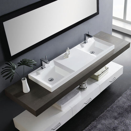 Встраиваемая раковина - DUET - Bath Collection S.L. - из полимера / с регулируемым зеркалом / двойная