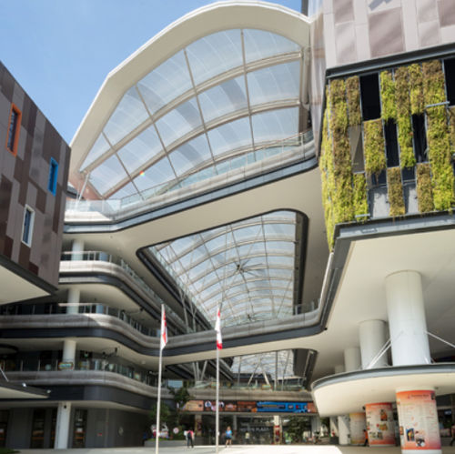 Навес для коммерческих зданий - TAMPINES TOWN HUB, SINGAPORE - Vector Foiltec - из стали / из этилентетрафторэтилена / изогнутый