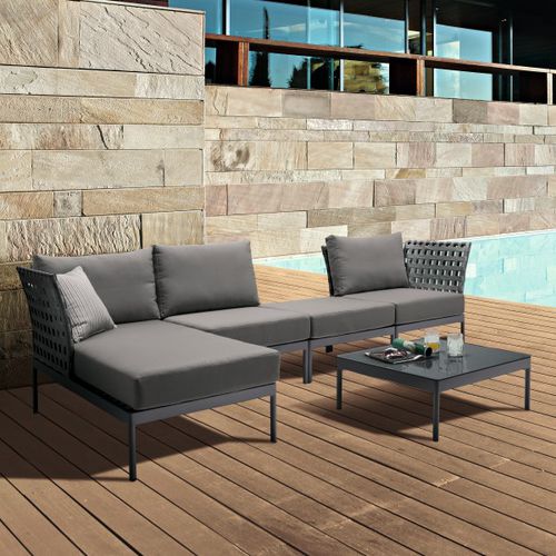 Современная мебель для сада - Villa Lounge | Antracite - Contral - из водоотталкивающей ткани / из алюминия / контрактная
