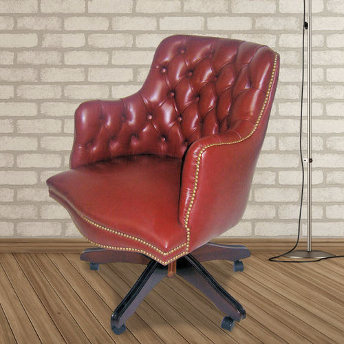 Классическое кресло для офиса - William  - Kingsgate Furniture ltd - из кожи / из цельной древесины / ручной работы