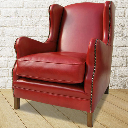Классическое клубное кресло - Elton Winged - Kingsgate Furniture ltd - из кожи / из цельной древесины / со съемной подушкой