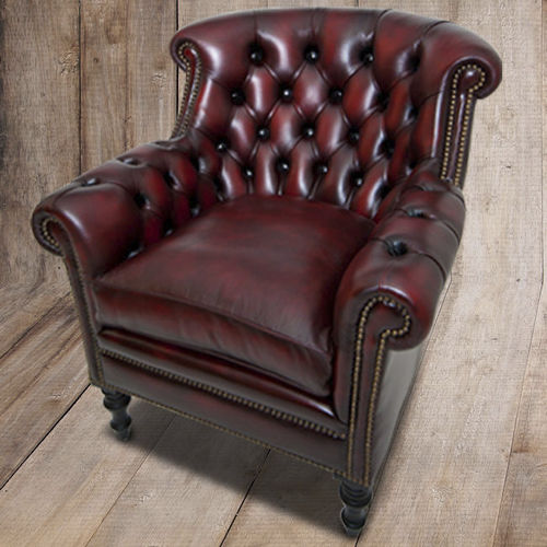 Клубное кресло честерфилд - Old Wessex - Kingsgate Furniture ltd - из кожи / из цельной древесины / со съемной подушкой