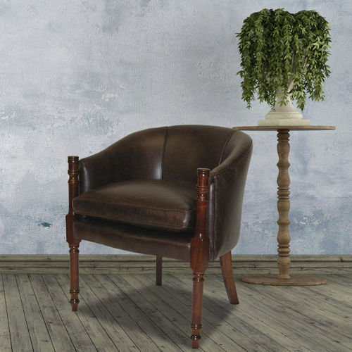 Классическое кресло - Davenport  - Kingsgate Furniture ltd - из кожи / из цельной древесины / со съемной подушкой