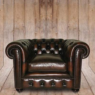 Кресло честерфилд - Mulberry  - Kingsgate Furniture ltd - из кожи / из цельной древесины / со съемной подушкой