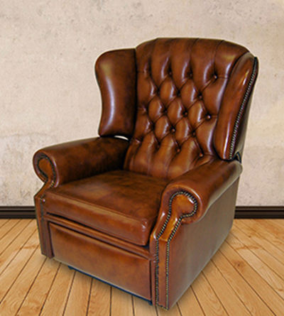 Классическое кресло - Bloomsbury  - Kingsgate Furniture ltd - из кожи / из цельной древесины / с опорой для ступней
