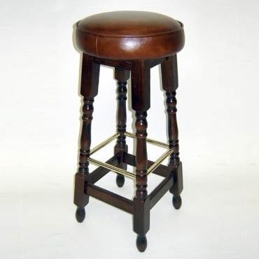Классический барный табурет - 1006 - Kingsgate Furniture ltd - из кожи / с основанием из древесины / 4 ножки