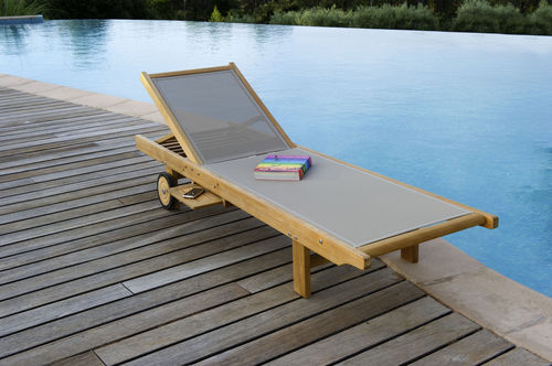 Классический садовый шезлонг - AZUR - LES JARDINS - из Batyline® / из тикового дерева / для профессионального использования