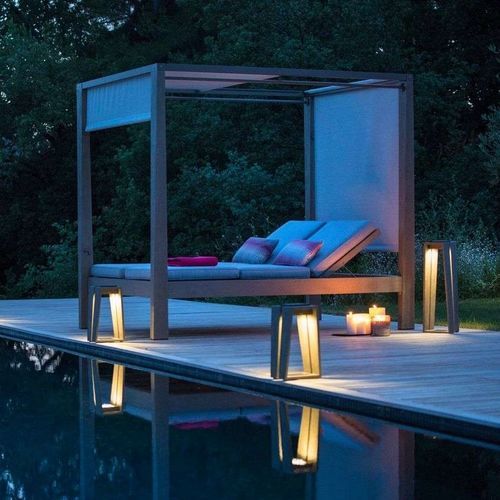 Современный садовый шезлонг - SKAAL - LES JARDINS - из Batyline® / из тикового дерева / для профессионального использования