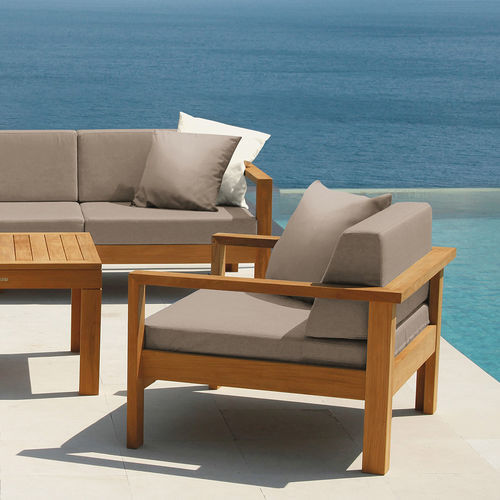 Современное кресло - Linear - Barlow Tyrie - из Sunbrella® / из тикового дерева / со съемной подушкой