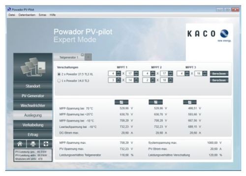 Программное обеспечение для разработки - POWADOR PV-PILOT  - KACO new energy - для бетонной конструкции