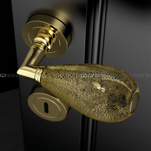 Дверная ручка - Goccia Black/Gold - GLASS DESIGN Srl - из латуни / из муранского стекла / стилизованная