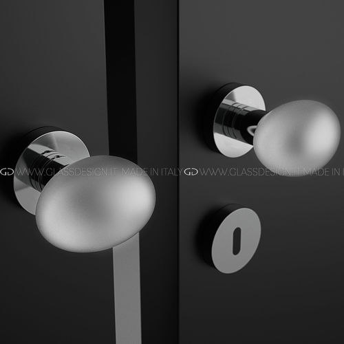 Современная ручка-кноб - Ovo Liscio / Rigato - GLASS DESIGN Srl - из латуни / из кристалла / сатинированная