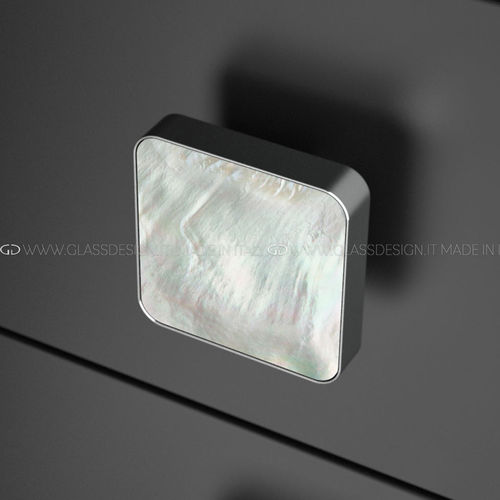 Современная круглая ручка для мебели - Perla Quadro - GLASS DESIGN Srl - из латуни / из перламутра