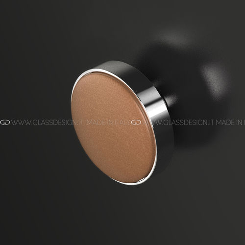 Современная круглая ручка для мебели - Leather - GLASS DESIGN Srl - из латуни / из кожи