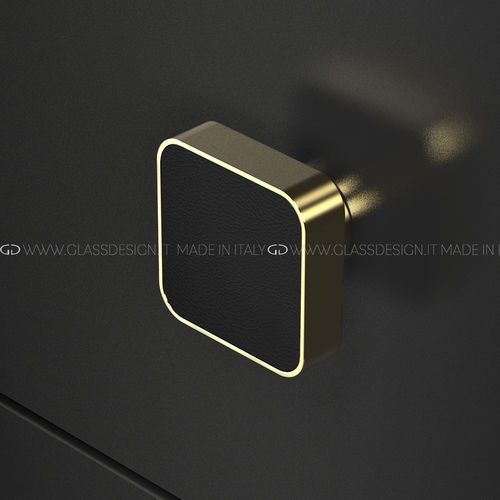 Современная круглая ручка для мебели - Cuoio - GLASS DESIGN Srl - из латуни / из кожи