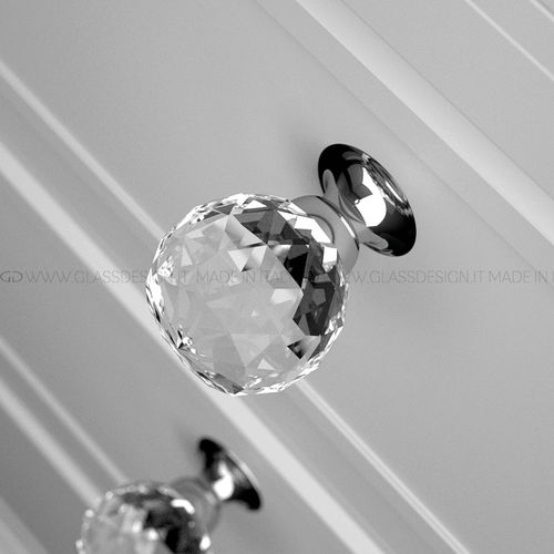 Классическая круглая ручка для мебели - Geo - GLASS DESIGN Srl - из латуни / из кристалла