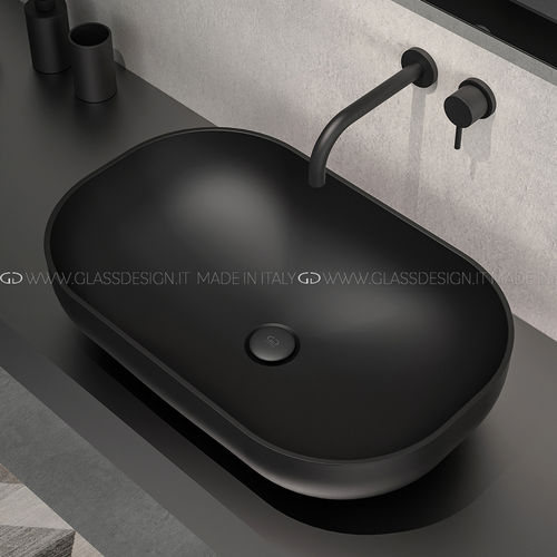 Настольная раковина - Collina XL / Collina XL Metropole - GLASS DESIGN Srl - из VetroFreddo® / прямоугольная / без отверстия
