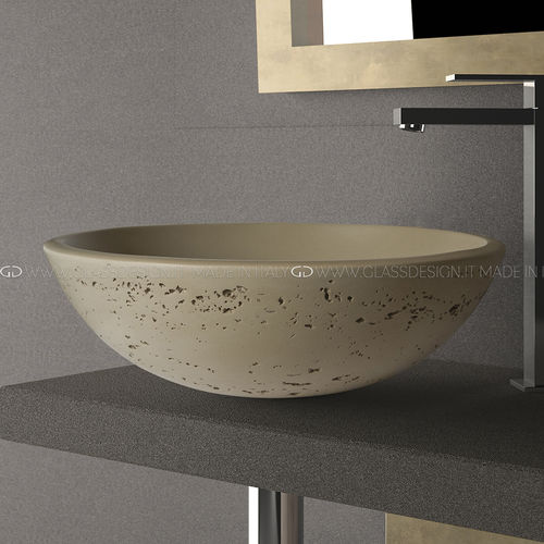 Настольная раковина - Circus 43 Travertino - GLASS DESIGN Srl - из VetroFreddo® / круглая / без отверстия