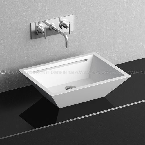 Настольная раковина - Yacht/Yacht sotto - GLASS DESIGN Srl - из VetroFreddo® / прямоугольная / без отверстия