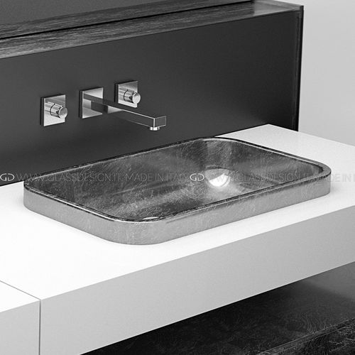 Полуутопленная раковина - Play FL - GLASS DESIGN Srl - из VetroFreddo® / прямоугольная / без отверстия