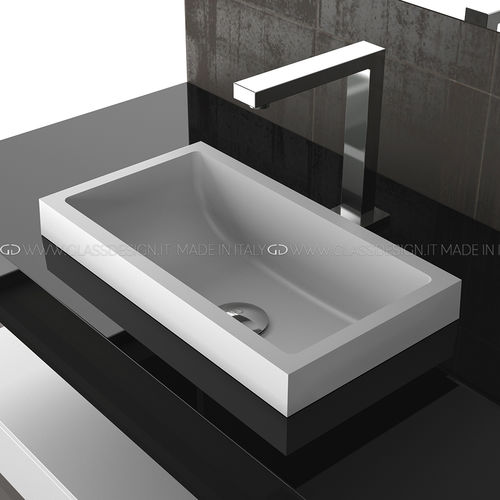 Полуутопленная раковина - Kosta 1 - GLASS DESIGN Srl - из VetroFreddo® / прямоугольная / без отверстия