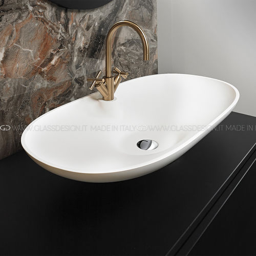 Настольная раковина - Ala 80/100 - GLASS DESIGN Srl - из VetroFreddo® / овальная / без отверстия