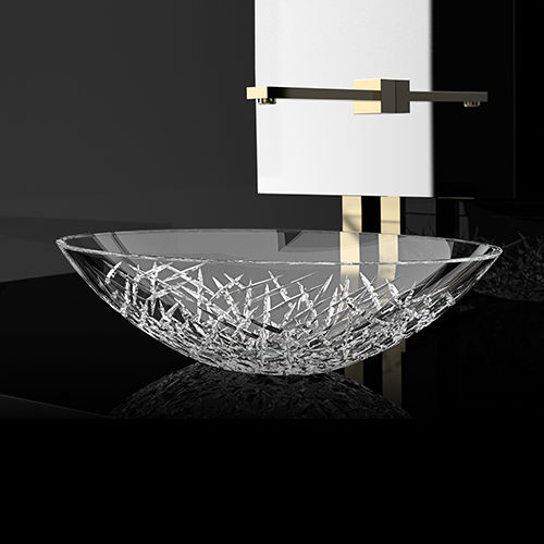Настольная раковина - Ice Oval Small/Oval/Oval XL - GLASS DESIGN Srl - из кристалла / прозрачная / овальная