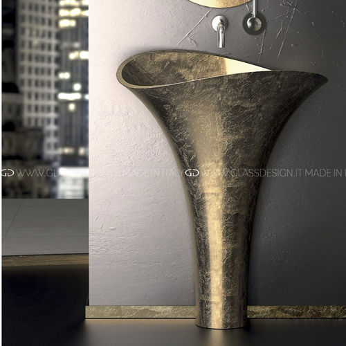 Раковина на ножке - FLOWER EVOLUTION - GLASS DESIGN Srl - из VetroFreddo® / без отверстия / без слива-перелива