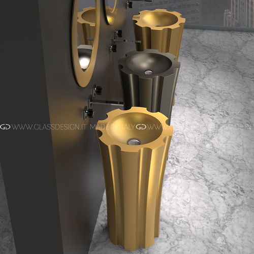 Раковина на ножке - Kolonna - GLASS DESIGN Srl - из VetroFreddo® / без отверстия / без слива-перелива