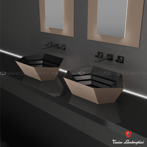 Настольная раковина - Vision Concept - GLASS DESIGN Srl - из VetroFreddo® / без отверстия / со сливом-переливом