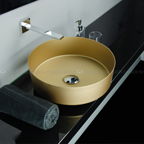 Настольная раковина - Iconik - GLASS DESIGN Srl - из алюминия / круглая / без отверстия