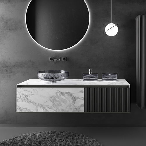 Двойная тумба под умывальник - Domus - GLASS DESIGN Srl - подвесная / из бамбука / из керамогранита