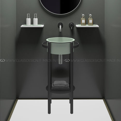 Напольная тумба под умывальник - TONDO PLUS/TONDO COMPACT - GLASS DESIGN Srl - из нержавеющей стали / из VetroFreddo® / минималистский дизайн