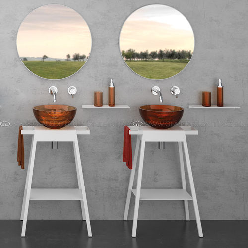 Напольная тумба под умывальник - BLOOM - GLASS DESIGN Srl - из металла / из VetroFreddo® / современная