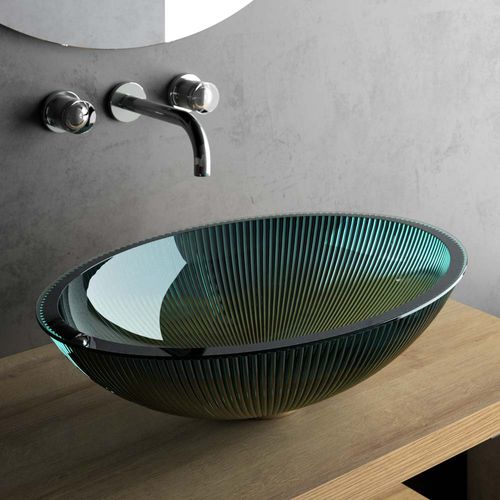 Настольная раковина - PLISSE - GLASS DESIGN Srl - из стекла / цветная / овальная