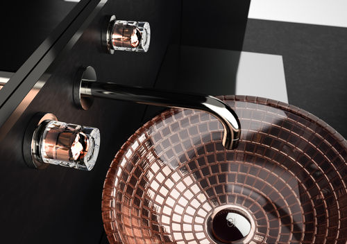 Двухрычажный смеситель для раковины - LYRIC LUXOR crystal handles ROSE GOLD - GLASS DESIGN Srl - настенный / из кристалла / для ванной комнаты