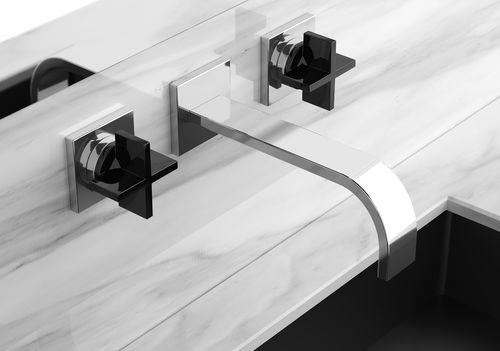 Двухрычажный смеситель для раковины - REGENTS KING SMALL crystal handles BLACK - GLASS DESIGN Srl - настенный / из кристалла / для ванной комнаты