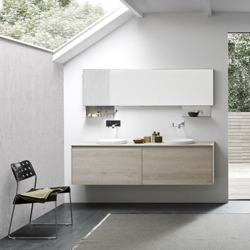 Современная ванная комната - COMPOSIZIONE 105 - AZZURRA ARREDOBAGNO - из керамики / из дерева / из меламина