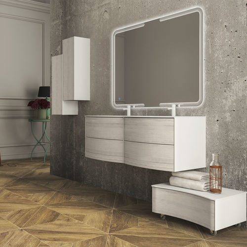 Подвесная тумба под умывальник - SOHO - BADEN HAUS - из дуба / из стекла / из Solid Surface