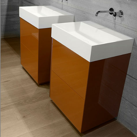 Напольная тумба под умывальник - 01 - CASA BATH - из дуба / из орехового дерева / современная