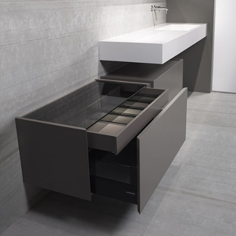 Подвесная тумба под умывальник - MODERN 001 - CASA BATH - из дерева / современная / с выдвижными ящиками